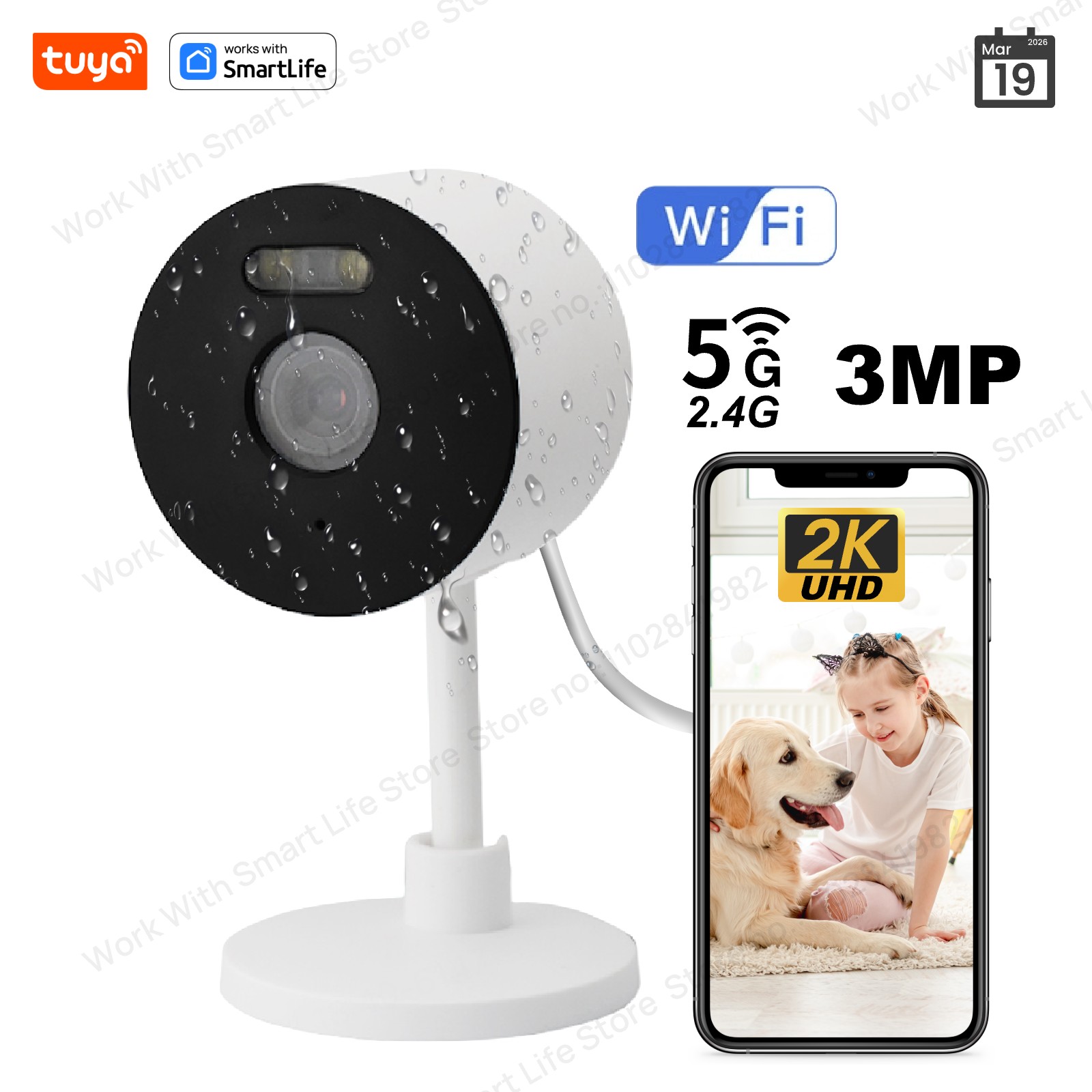 Smart Home Camera Ezviz - كاميرا أمان ذكية داخلية/خارجية بدقة 3