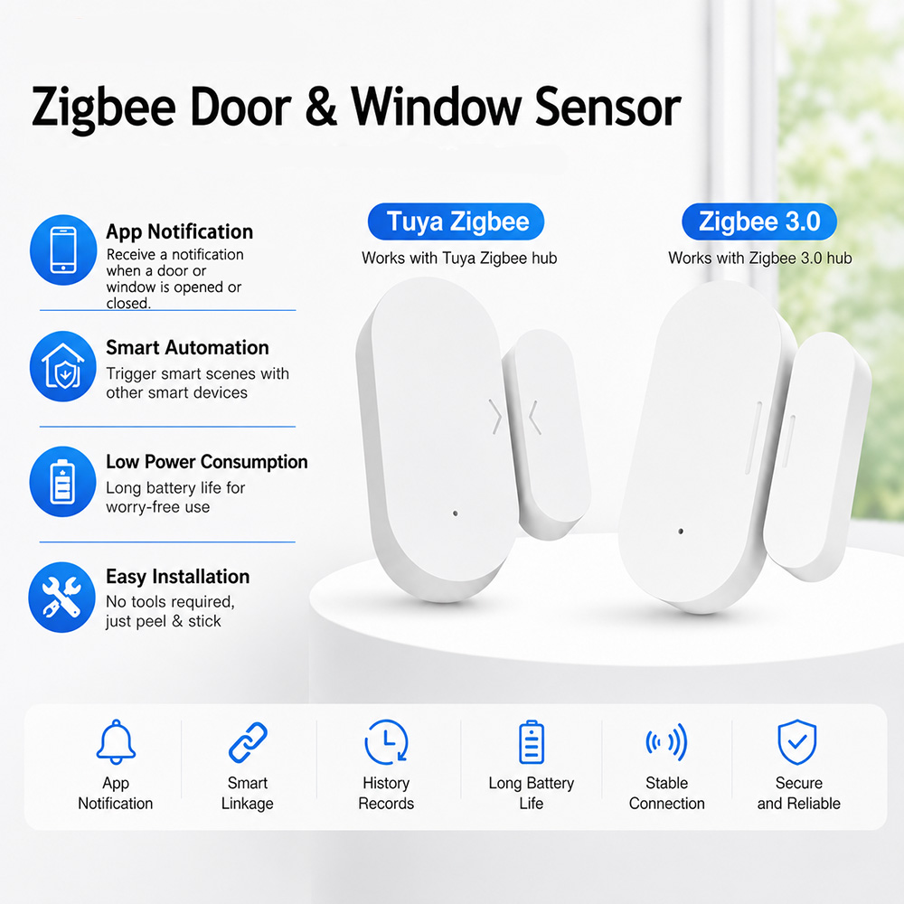 Smart Home For Windows - مستشعر زيجبي للأبواب والنوافذ UZ-5D متوافق