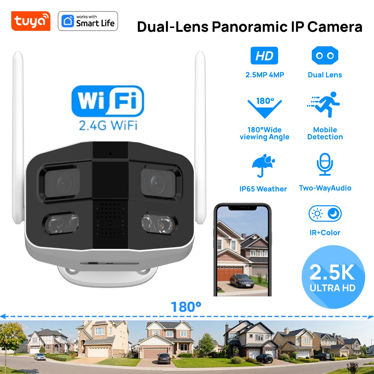 Smart Home Camera Ezviz - تويا سمارت 4MP 2.5K عدسة مزدوجة