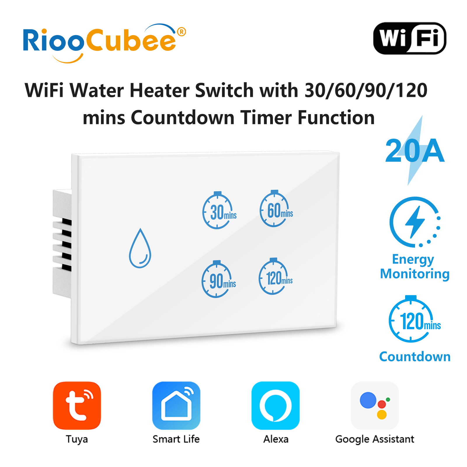Smart Home Switch - RiooCubee Tuya Smart Life 20A سخان